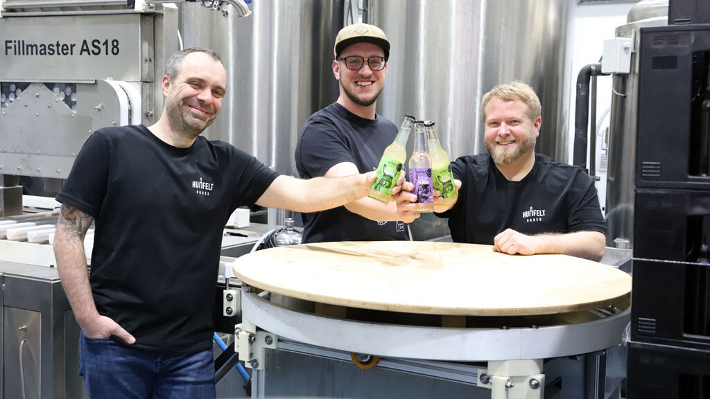 Sebastian Gärtner, Christian Kiel und Dominik Mauler von Hunfelt Bräu
